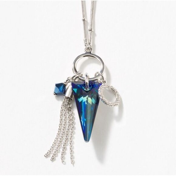 Touchstone Crystal Bermuda Triangle Multicolor Rhodium Necklace - Picture 1 of 7
